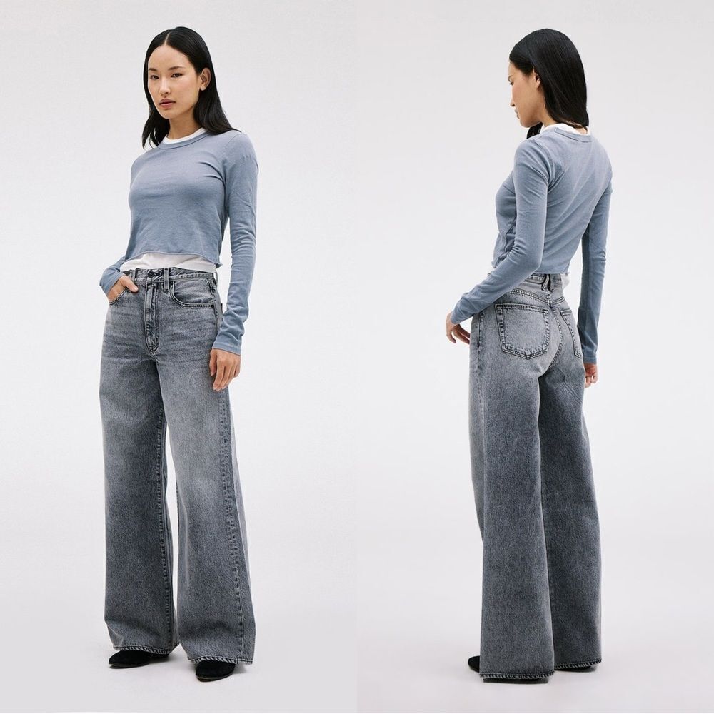 SLVRLAKE Gray Wide Leg Flare Jeans